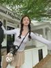 Threaded German Velvet Slimming Short T-Shirt for Women - Sweet, Trendy European Style