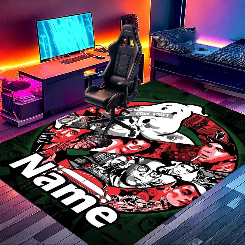 Custom Name Personalized Ghostbusters Print Carpet, Versatile Home Decor Rug, for Playroom, Apartment, Balcony, Entryway, Hallway Gift