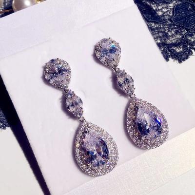 Big Water Drop 5A Cubic Zirconia Stone Women Earrings  Sterling Silver  for Girls Birthday Gift