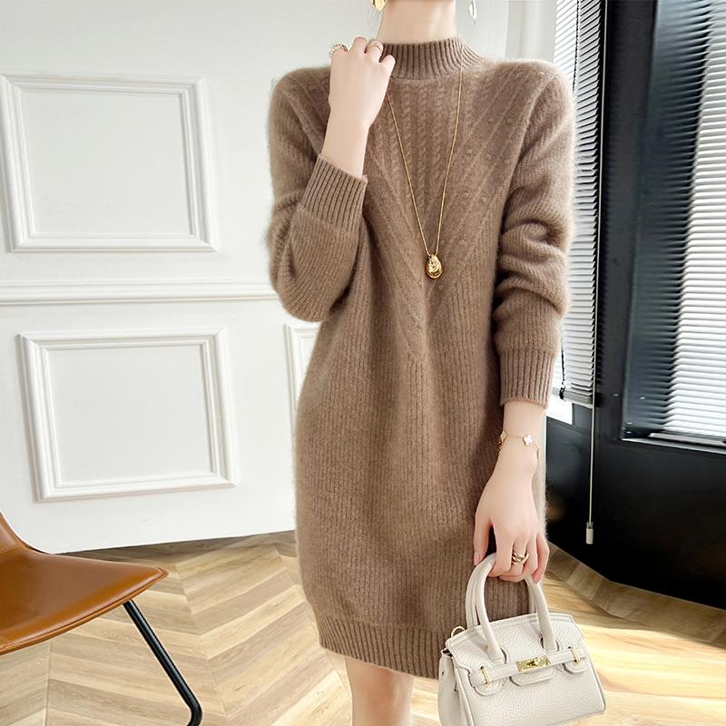 Rochie damă din cașmir Qinghe cașmir 30% cașmir 70% lână toamnă și iarnă fustă cașmir moale și caldă