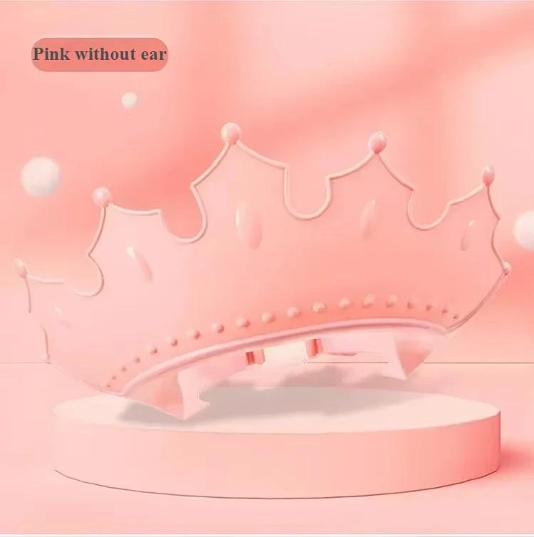 Adjustable Soft Rubber Waterproof Baby Shower Hat Kids Ear Protection Safe Children Shampoo Baby Bath Crown Pattern Baby Hat