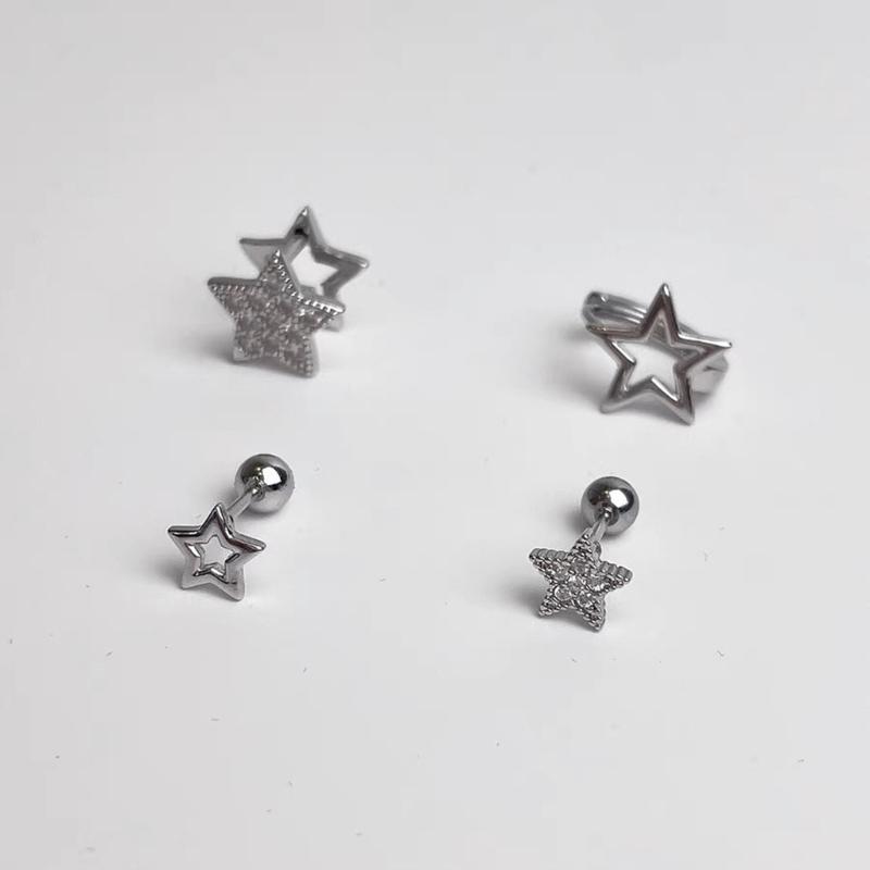 Personality Rhinestones Stud Earrings For Women Men Punk Star Earring Sliver Piercing Ear Studs Couples Fashion Jewelry