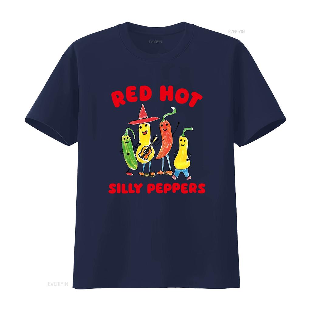 Red Hot Silly Peppers Funny Vintage Rock Metal Poster T Shirt Vintage Designer Clothes Stretched Homme Unisex