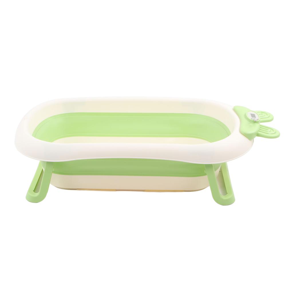 Collapsible Baby Bathtub Drain Hole Bunny Shape Infants Bathtub for Infant Travel Large Green