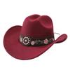 Weicher Fedora Hut mit Blumenstickerei Sonnenhut Vintage Filz Western Cowboyhut Reise Outdoor