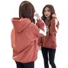 Korean Ulzzang Plus Velvet Hoodie for Women: Warm, Loose Fit, Harajuku Style Pullover with Hood for Autumn and Winter.