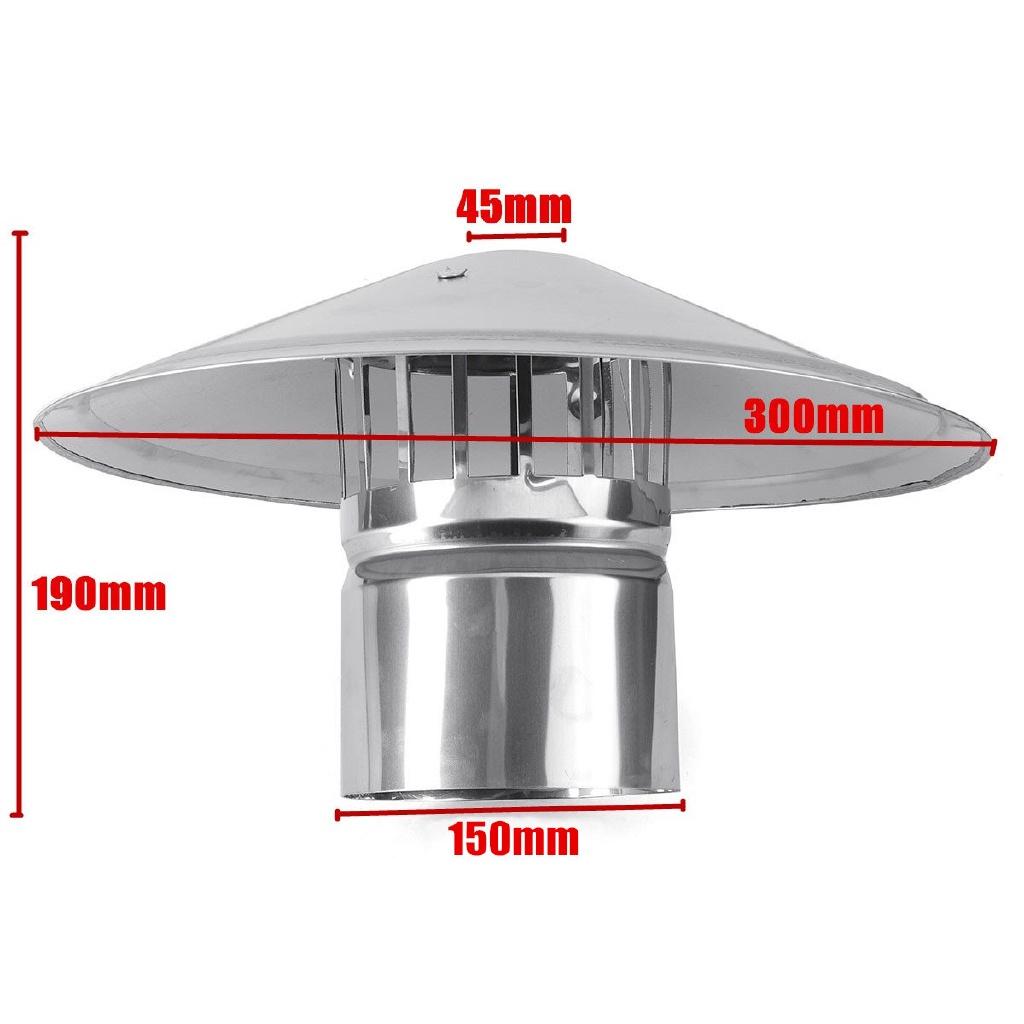 6 Inch Stove Pipe Chimney Cap Silver Durable Chimney Cap for Hood Pipes Roof Chimneys