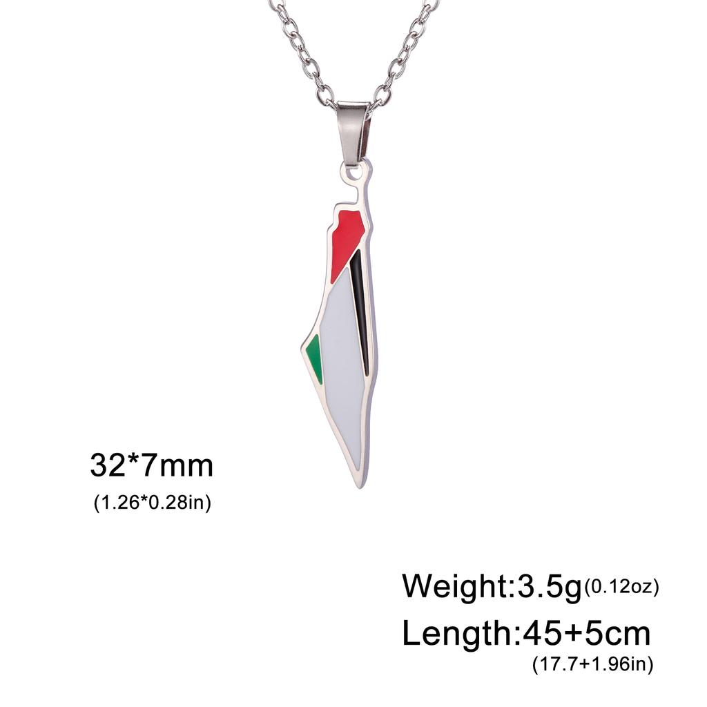 COOLTIME Palestine Map Flag Pendant Necklace for Women Stainless Steel Geography Map Shape Choker Chain Jewelry Wholesale