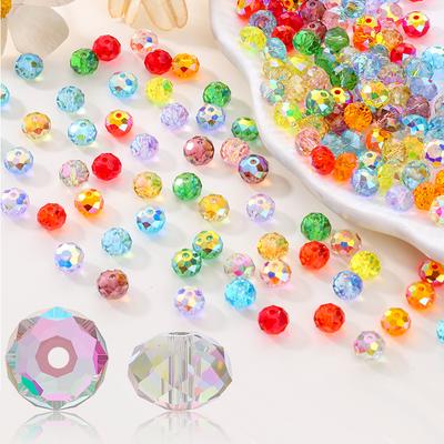 84pcs Czech Faceted Rondelle Beads 8mm AAA Crystal Glass Loose Spacer Beads for DIY Jewelry Bracelet Craft Making Supplies