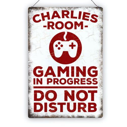 Personalised Gaming in Progress Door Sign Metal Do Not Disturb 200 x 300mm aluminum 20x30cm