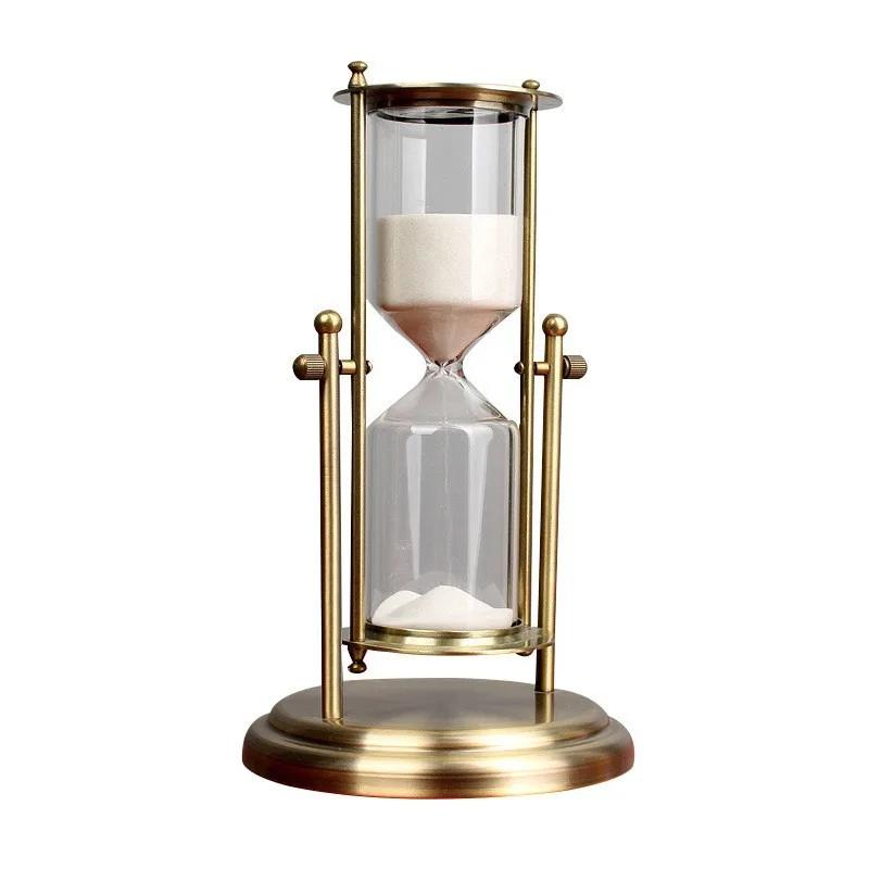 Hourglass Timer Decoration Advanced Creative Glass Flowing Sand Time Metal Hourglass Rotating Crown Small Gift