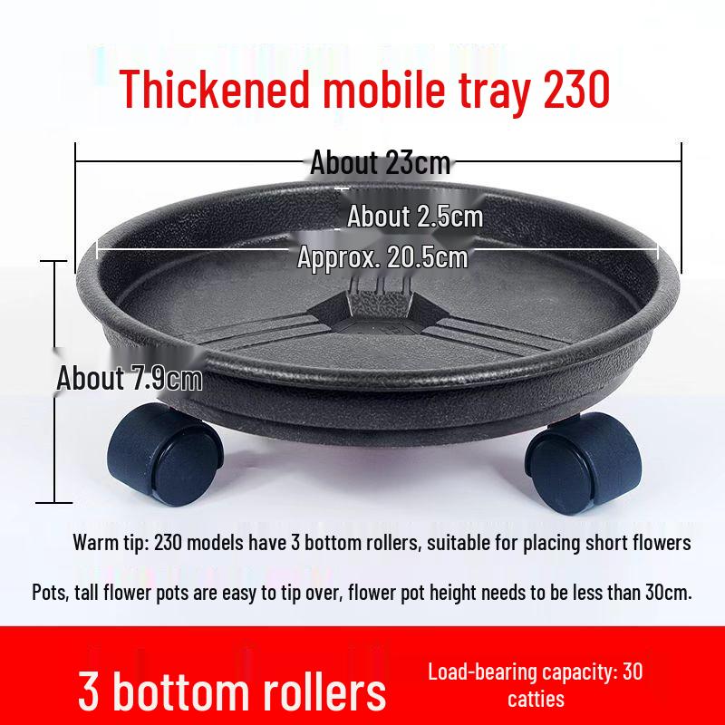 Rolling Plant Tray with Thickened Base: Durable Plastic Mobile Chassis for Large Pots with Universal Wheels