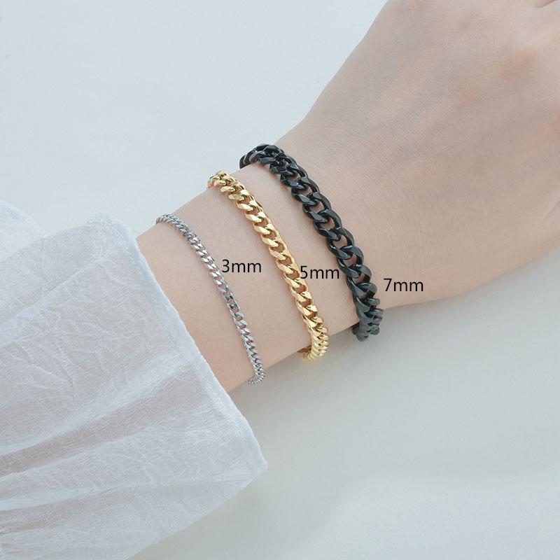Trend Stainless Steel Bracelets for Men Women Blank Gold Color Punk Curb