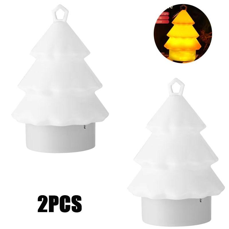 Christmas Tree Silicone Night Light With Hook 10m Storable String Light Rechargeable Atmosphere Night Lamp Cartoon Table Lamp