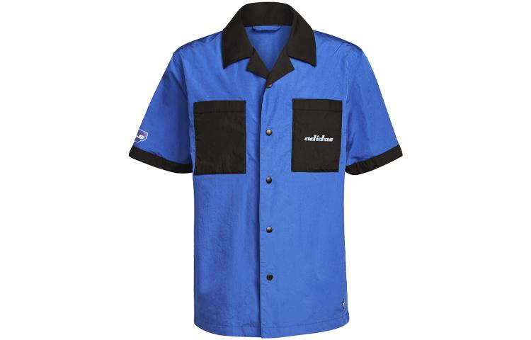 adidas originals Mens TGP SS Button Down Shirt Blue/Black HA4744 M