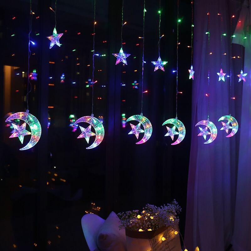 LED Mond Umarmung Stern Vorhang Licht Ins Raum Dekoration Licht Stern Mond Licht String Farbe Licht Weihnachten Licht