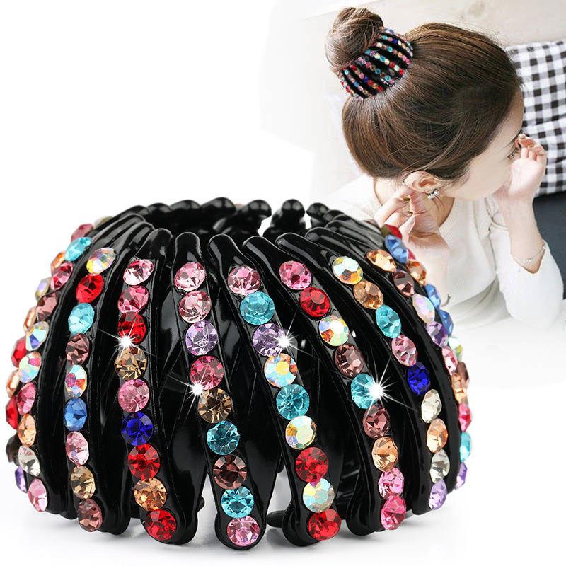 New Fashion Ladies Hair Bun Crystal Hair Claw Hairpin Bird's Nest Expansion Hair Accessories Female Ponytail Buckle Headwear