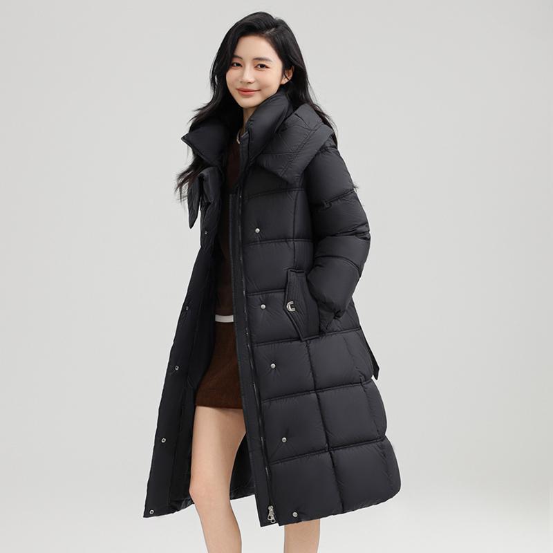 Őszi téli vastag meleg parka női alkalmi édes, egyszínű nagy zsebes bő hosszú kapucnis kabát felsőruházat