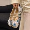 Newest Fashion Women's Flat Shoes Square Toe Print Casual Shoes Ladies Breathable Outdoor Soft Mary Jane Shoes Zapatos Mujer