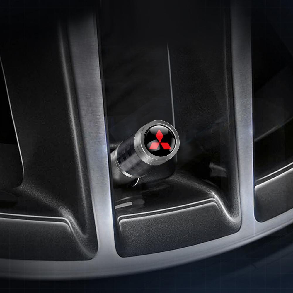 Metal Car Wheel Tire Carbon Fiber Tire Valve Accessory Cover for Mitsubishi Pajero Sport ASX Lancer L200 Attrage Xpander Eclipse