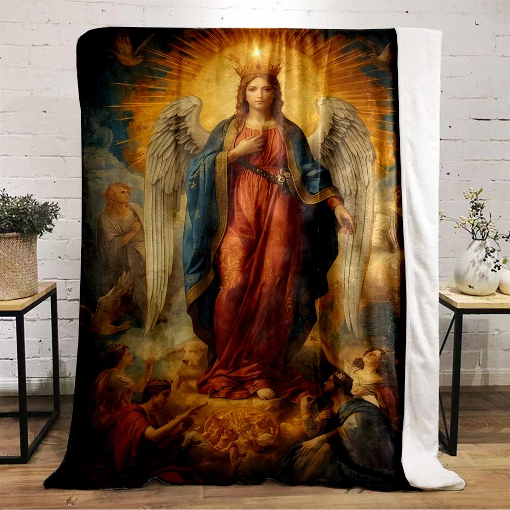 "Crowned Angel with Radiant Light Design"Flannel blanket for bedroom, living room, sofa, and nap