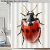 1pc 2D Flat Print Bathroom Partition Curtain 70.8X70.8 Inches Non-Real Embroidered Ladybug Pattern Watercolor Style Suitable for