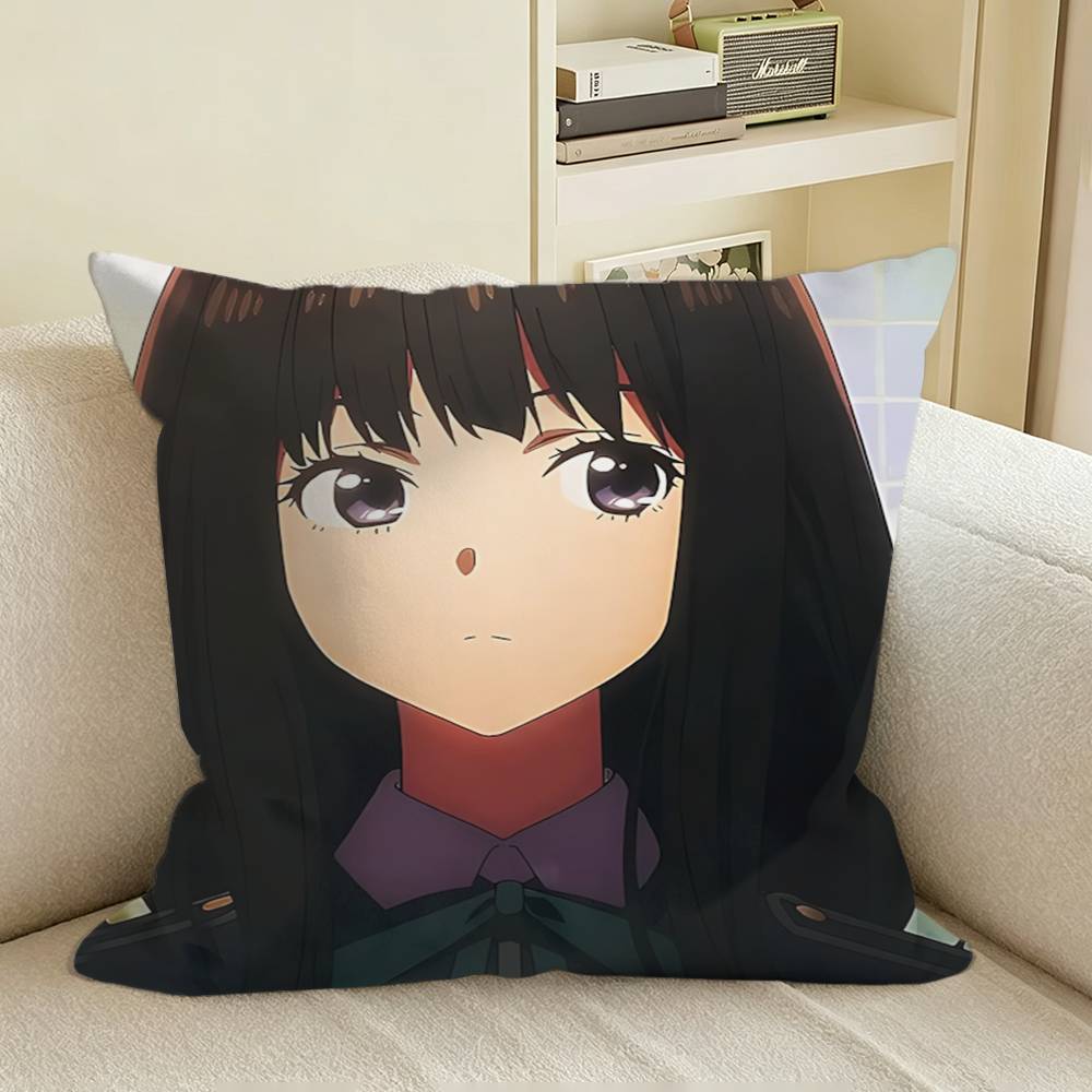 Chisato Anime Lyco Reco Merch Square Sofa Pillow Cover Solid Color Living Room Home Decor Cushion Case