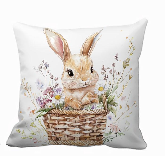 Easter piece watercolor bunny and floral cushion cover set fresh and soothing style pillow insert not included