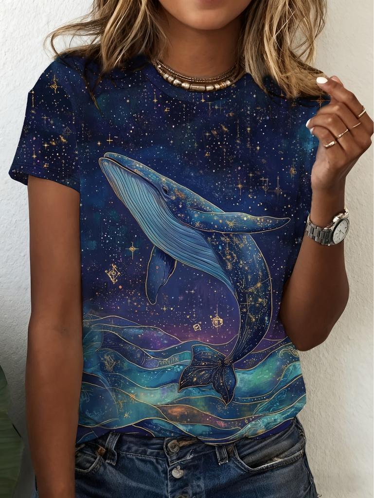Summer Women's 3D Print Goldfish Graphics T-Shirt Fashion Casual Tees O-Neck Tops Short Sleeves T-Shirt Street Women's Clothing