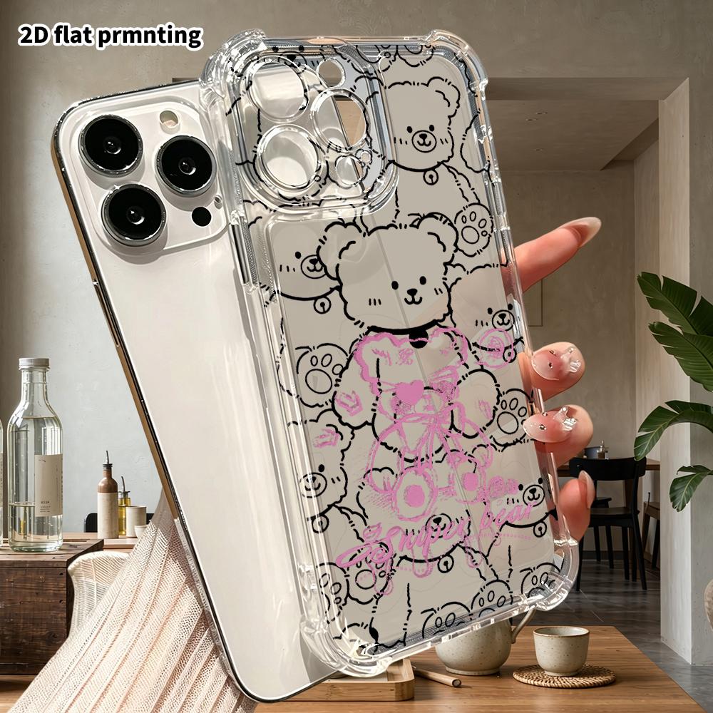 Phone Case: 2D flat suitable for iPhone 18 17 16 15 14 13 Pro, transparent corners protective case, sweet cool graffiti, Christmas and Halloween gifts