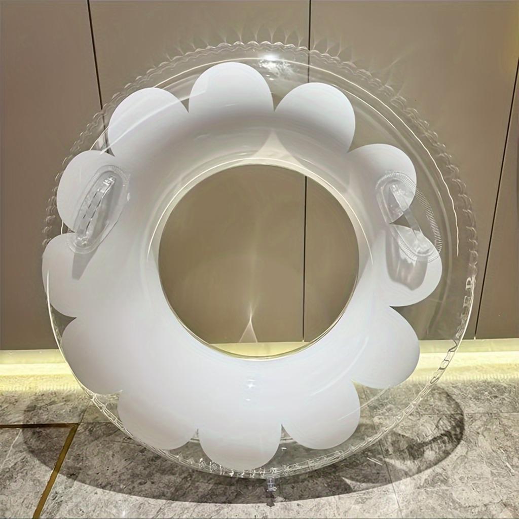 1 Stück Transparenter Schwimmring mit Blumenmuster, Aufblasbarer Schwimmring aus PVC, Tragbar, Wasser-Schwimmring, Für Outdoor-Strand, Poolparty