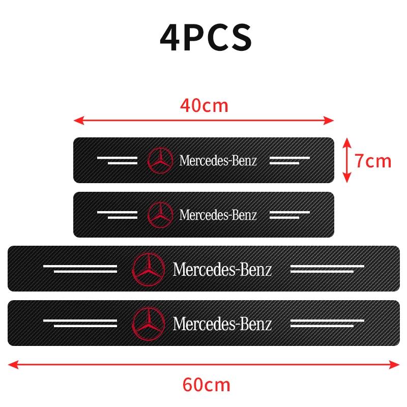 4 stuks Koolstofvezel Krasbestendig Schuurpedaal Auto Deurplint Beschermer Stickers Voor Mercedes Benz AMG W124 W202 W203 W204 W210 W211