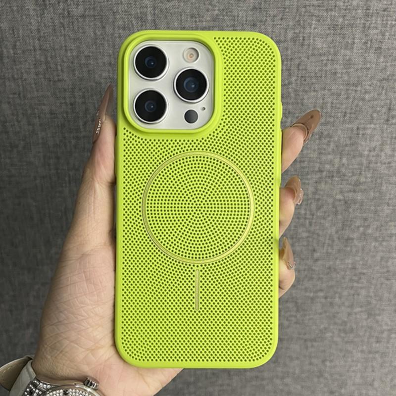 Luxury Mesh Hole Heat Dissipation Case for iPhone 16 15 14 Plus 13 12 11 Pro Max For Magsafe Wireless Charge Hard PC Thin Cover
