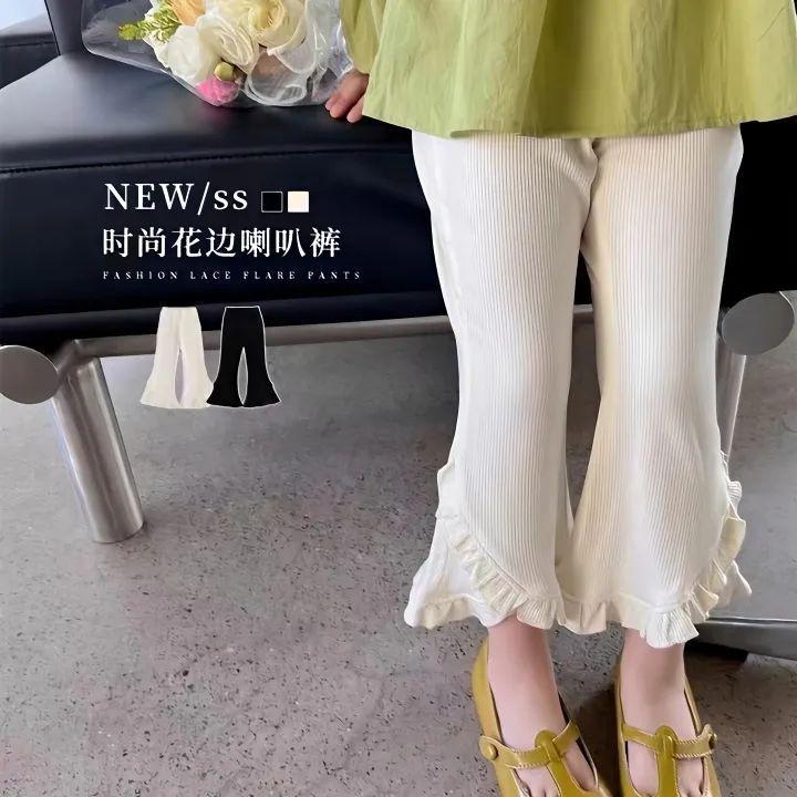 

Girls lace flared pants 2026 new spring and summer Korean version of foreign style baby leggings thin versatile pants 90cm белый