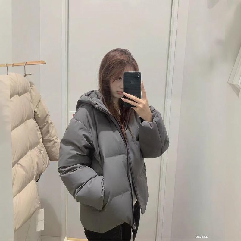 Winter Loose Casual Solid Color Zipper Warm Coat Women Simple All-match Cardigan Jacket Top Hooded Outwear