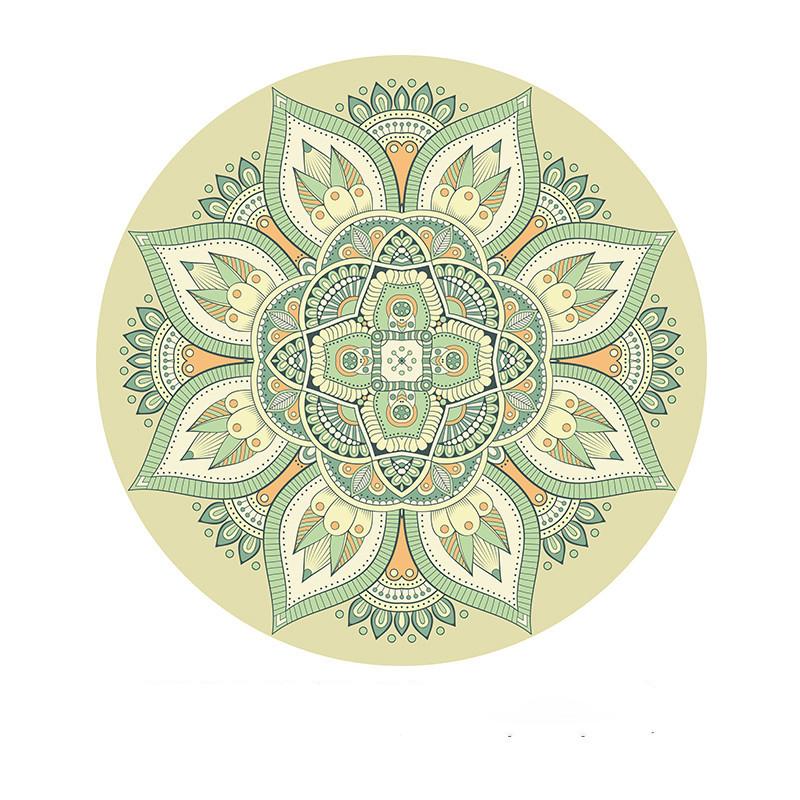 Flower Print Round Carpet Bohemian Ethnic Style Home Decor Rug Soft Multiple Sizes Anti-slip Artistic Floor Mat for Living Room