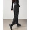 TERRE BLEUE Women's Fleece-Lined Straight Wide-Leg Wool Blend Pants