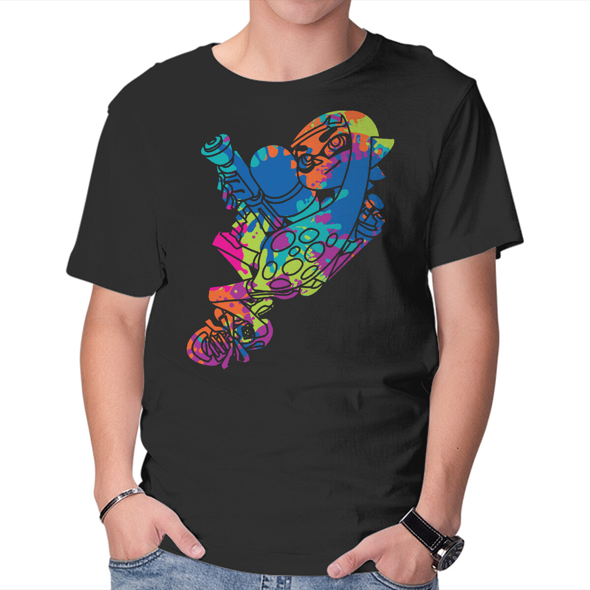 Unisex Crew Neck T-Shirt Splatter Girl Graphic Short Sleeve Casual Tee XS