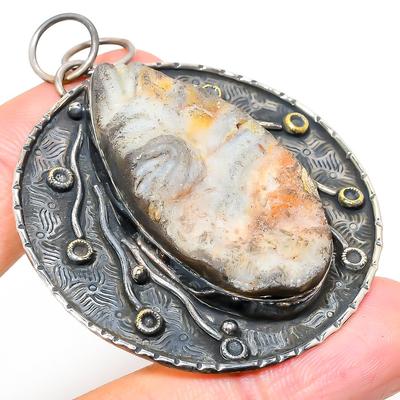 Natural Desert Rose Druzy Gemstone 925 Sterling Silver Pendant 2.48" s2N99