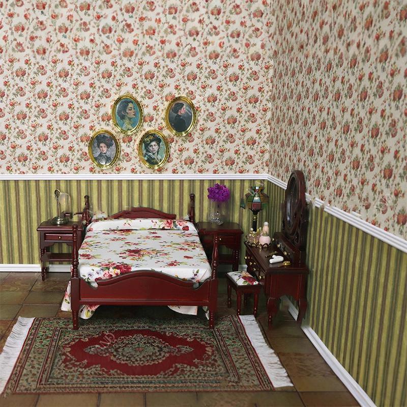 1 Meter 1/12 Dollhouse Printed Wall Paper Floor Covering Doll Home Background Sticker Decor Micro Scene Construction Props