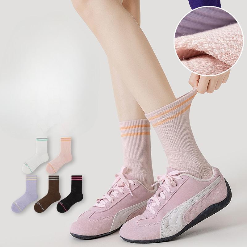 Parallel Bars, Running, Women's Mid-calf Socks, Breathable and Shock-absorbing, Towel Bottom, Marathon, Hiking, Cycling, Pressure Long Socks