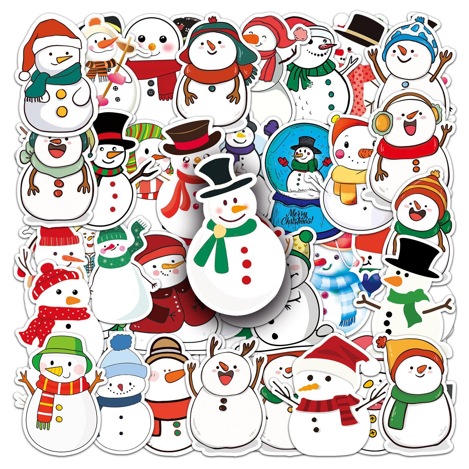 

50 Pieces Winter Snowman Sticker Christmas Holiday Sticker For Card Making Decoration DIY Scrapbooking