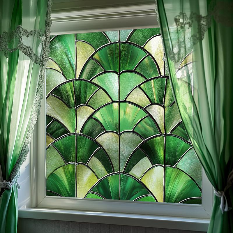 50x50cm Vintage Pattern PVC Patch Colorful Fan Shaped Film Durable Privacy Decor