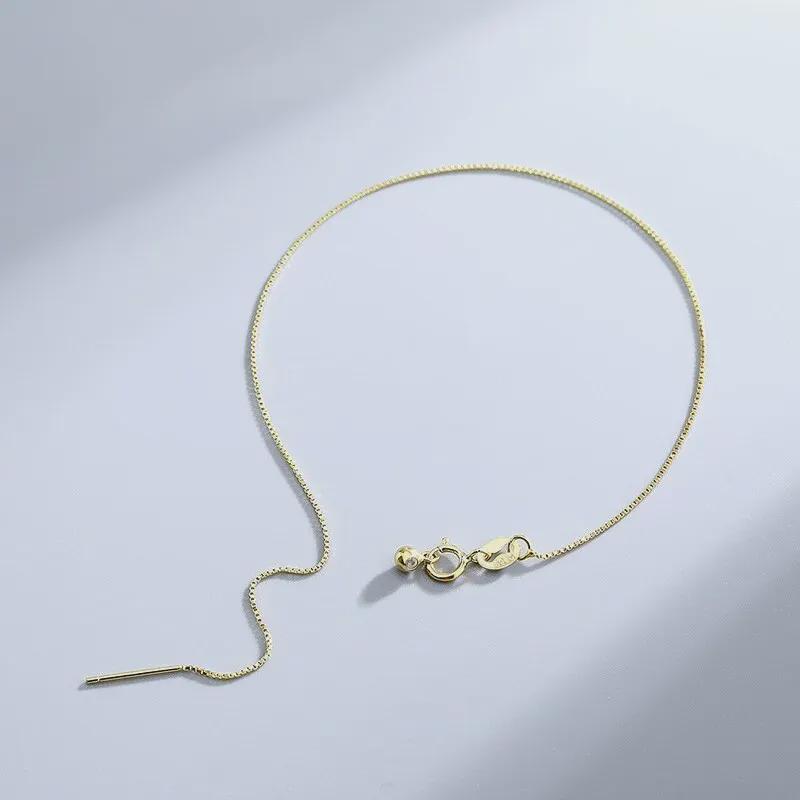 S925 Sterling Silver Beaded Box Chain Bracelet for DIY Fine Bead Stringing