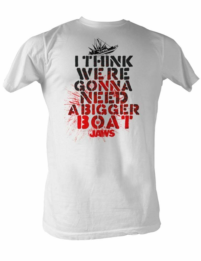 Jaws Bigger Boat White Adult T-Shirt Mens Womens Tees Top 3XL