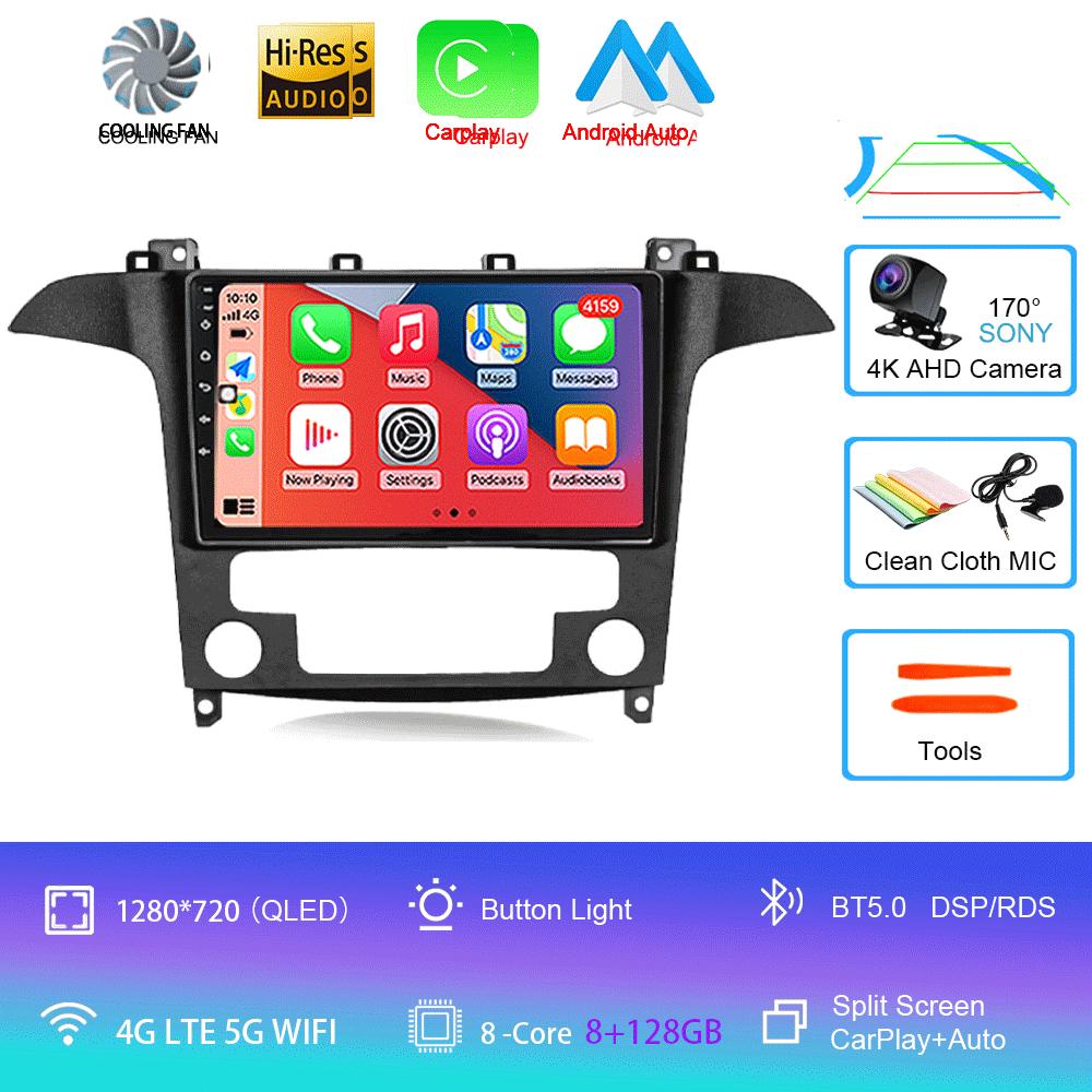 Android14 Video Player Carplay Auto For Ford S Max S-MAX 2007 2008 2009 2010 2011 - 2015 Multimedia Car Radio WIFI+4G DSP Stereo