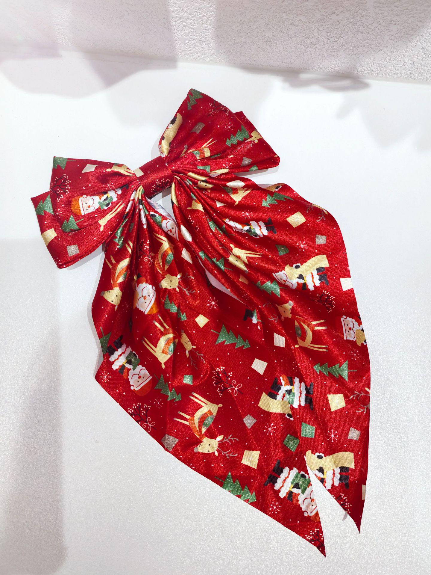 

2024 Рождественская заколка для волос «Снежинка и бант Санты» – Праздничные аксессуары для вечеринки красный