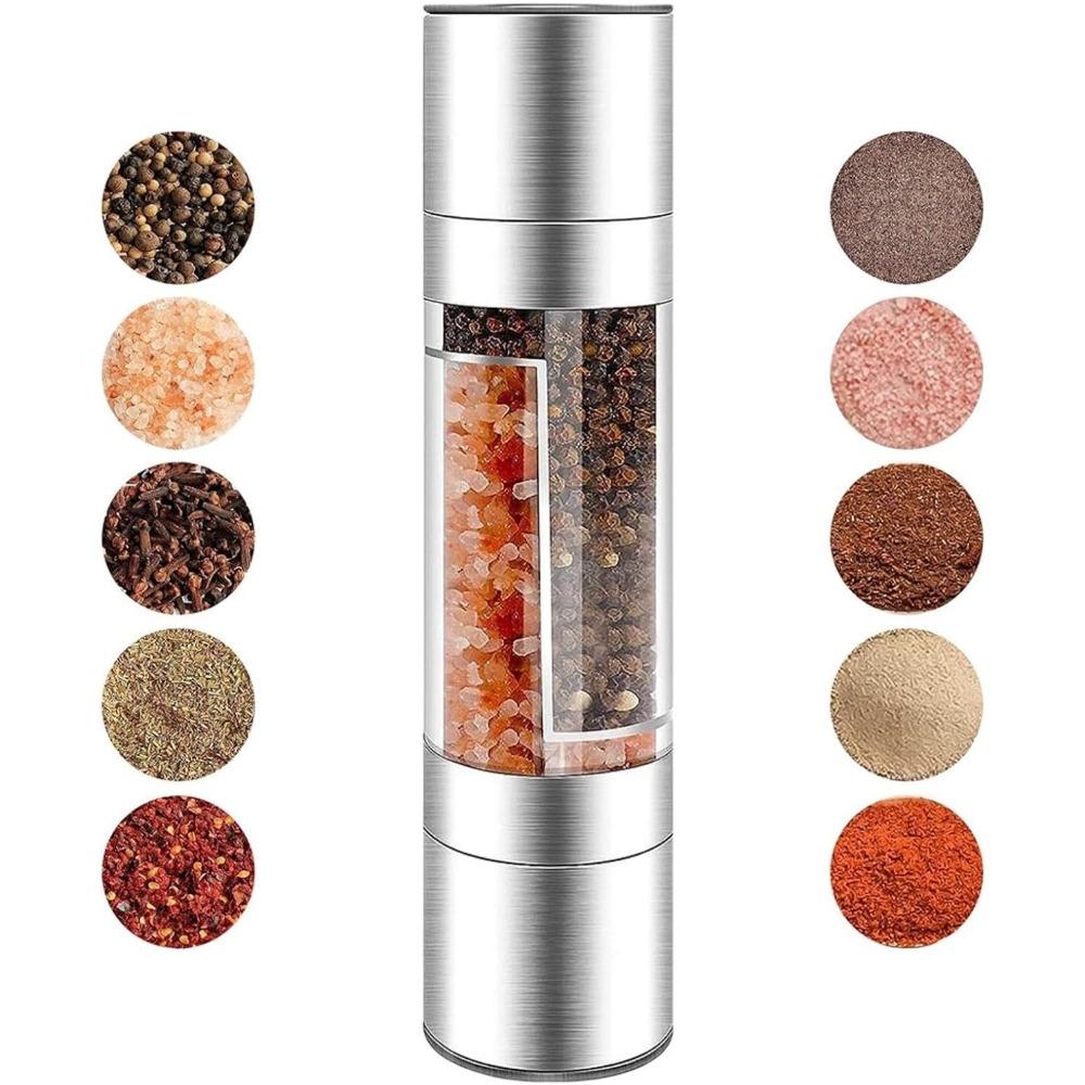 Stainless Steel Salt and Pepper Grinder 1 In 1 Adjustable Coarseness Spice Mill for Kitchen Outdoor Barbecue Kitchen Utensils