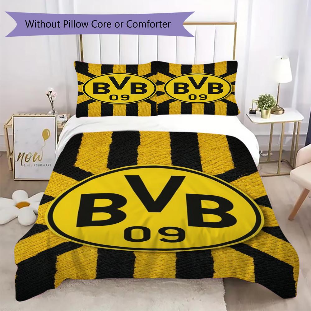 Dortmund Pattern Bedding uilt Set uilt Cover Pillowcase Home Decoration Birthday Gift (1 * duvet cover + 2 * pillowcase without core)29