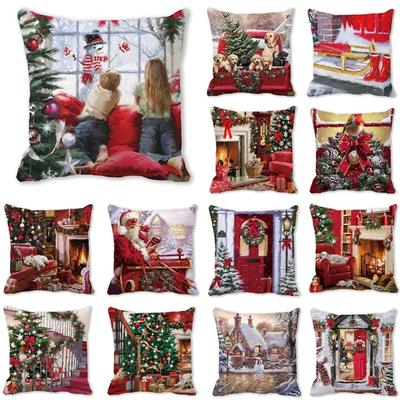 Merry Christmas Pillow Case Sofa Cushion Covers Xmas Party Decorative Pillowcases Happy New Year 2024 Navidad  Gifts